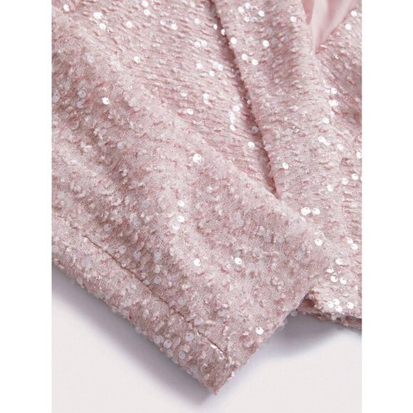 Elegant Sequin tweed Dress & Blazer 2 piece Suit Set pink - Picture 10 of 12